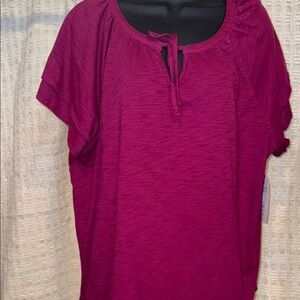 Time and Tru Pink Tie Front Blouse Relaxed Fit